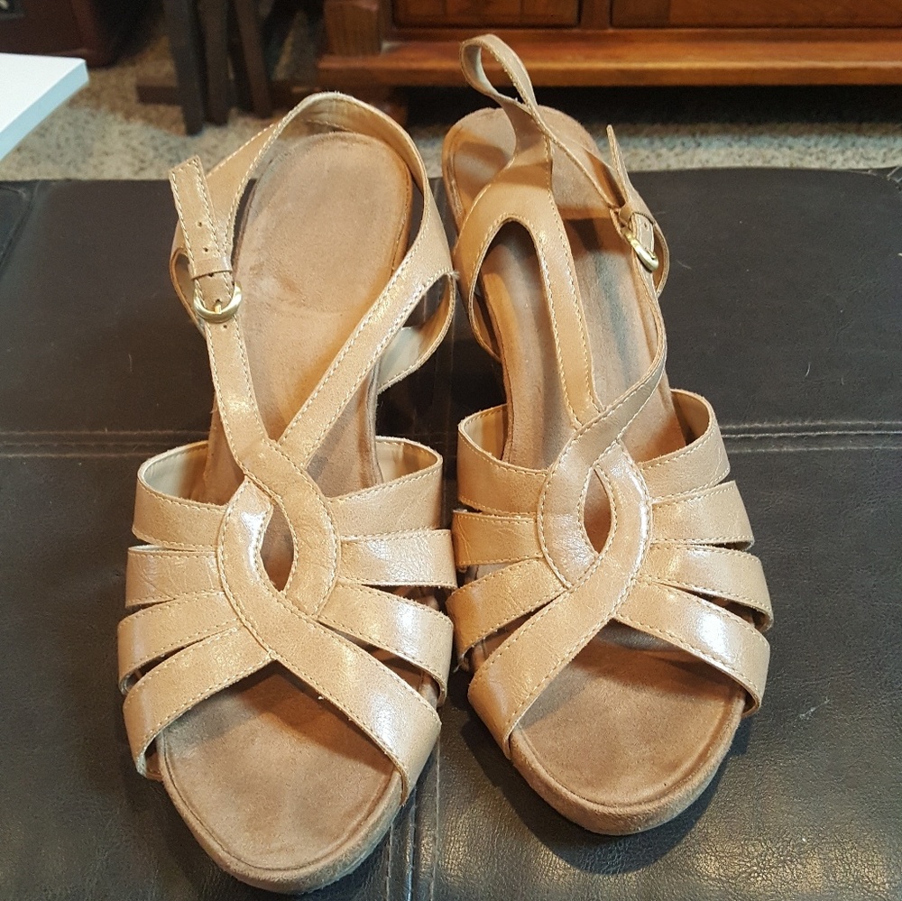Tan Wedge Sandals